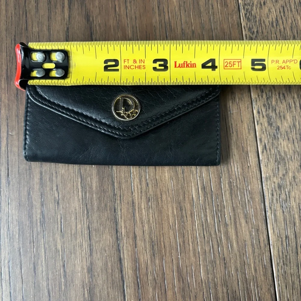 Vintage Christian Dior Key case 6 Key holder Black Gold leather Authentic
